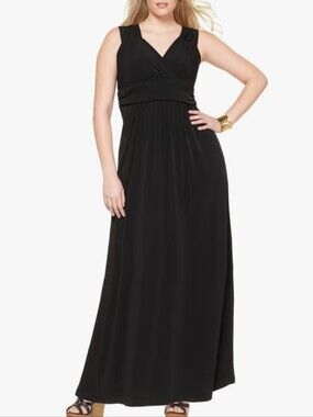 NY Collection Women's Plus Ruched Empire Maxi Dress